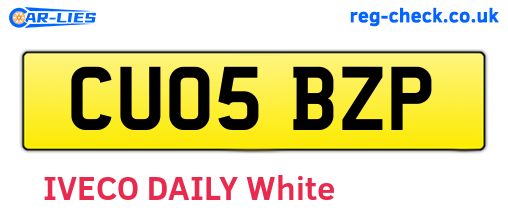 CU05BZP are the vehicle registration plates.