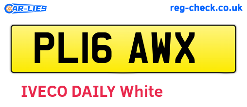 PL16AWX are the vehicle registration plates.