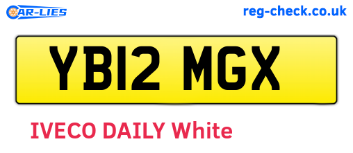 YB12MGX are the vehicle registration plates.
