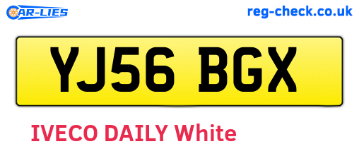YJ56BGX are the vehicle registration plates.