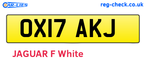 OX17AKJ are the vehicle registration plates.