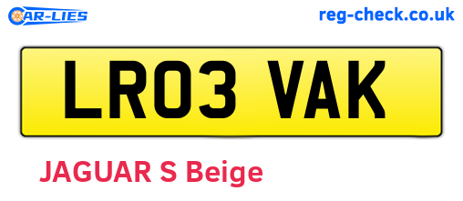 LR03VAK are the vehicle registration plates.