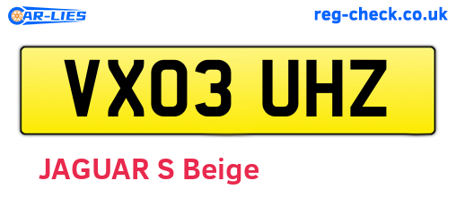 VX03UHZ are the vehicle registration plates.