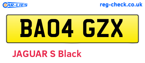 BA04GZX are the vehicle registration plates.
