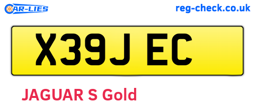 X39JEC are the vehicle registration plates.