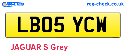 LB05YCW are the vehicle registration plates.