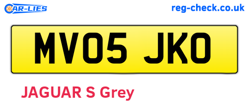 MV05JKO are the vehicle registration plates.