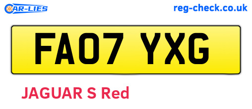 FA07YXG are the vehicle registration plates.