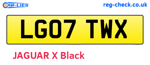 LG07TWX are the vehicle registration plates.