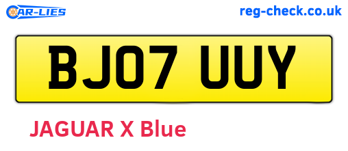 BJ07UUY are the vehicle registration plates.