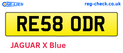 RE58ODR are the vehicle registration plates.
