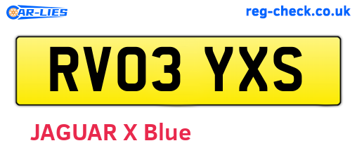RV03YXS are the vehicle registration plates.