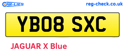 YB08SXC are the vehicle registration plates.