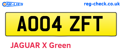 AO04ZFT are the vehicle registration plates.