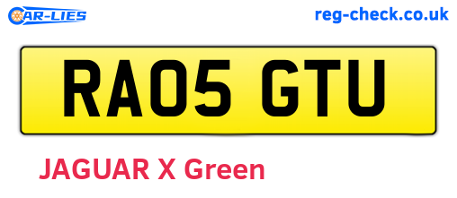 RA05GTU are the vehicle registration plates.