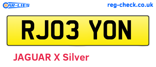 RJ03YON are the vehicle registration plates.