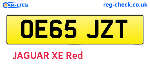 OE65JZT are the vehicle registration plates.