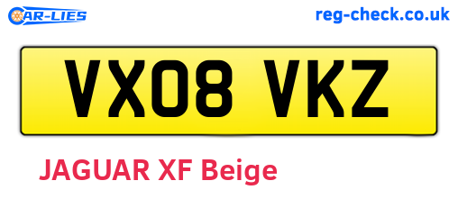 VX08VKZ are the vehicle registration plates.