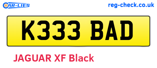 K333BAD are the vehicle registration plates.