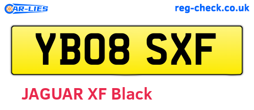 YB08SXF are the vehicle registration plates.