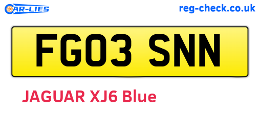 FG03SNN are the vehicle registration plates.