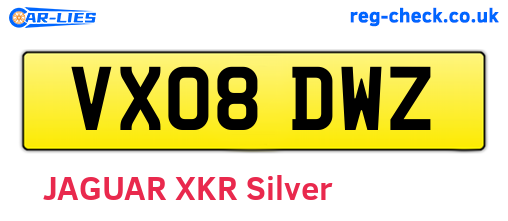 VX08DWZ are the vehicle registration plates.