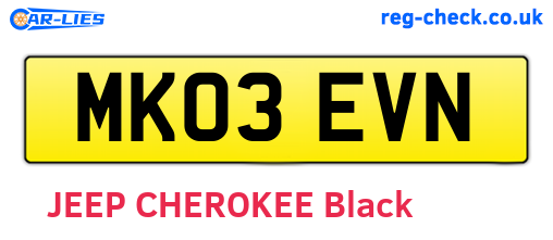 MK03EVN are the vehicle registration plates.