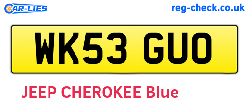 WK53GUO are the vehicle registration plates.