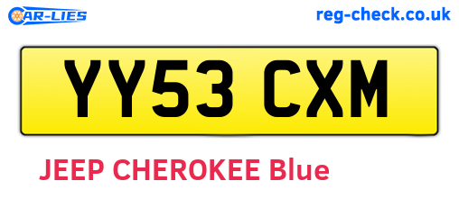 YY53CXM are the vehicle registration plates.