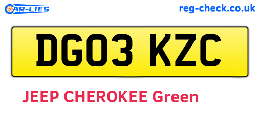 DG03KZC are the vehicle registration plates.