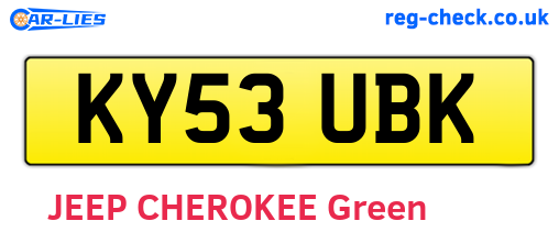 KY53UBK are the vehicle registration plates.