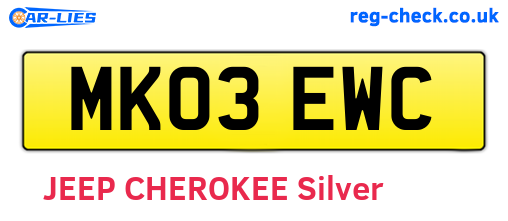 MK03EWC are the vehicle registration plates.
