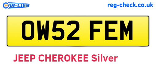 OW52FEM are the vehicle registration plates.