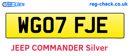 WG07FJE are the vehicle registration plates.