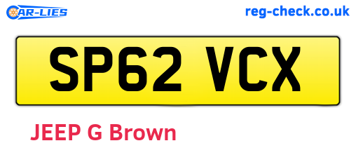 SP62VCX are the vehicle registration plates.