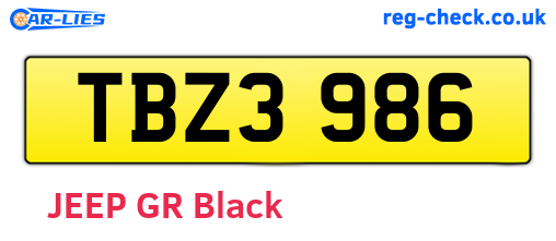 TBZ3986 are the vehicle registration plates.