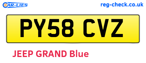 PY58CVZ are the vehicle registration plates.