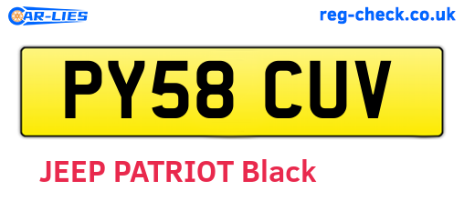 PY58CUV are the vehicle registration plates.