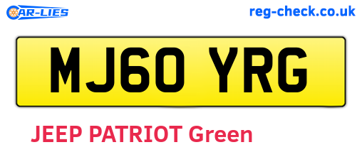 MJ60YRG are the vehicle registration plates.