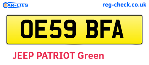 OE59BFA are the vehicle registration plates.