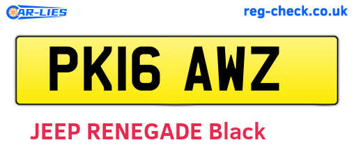 PK16AWZ are the vehicle registration plates.