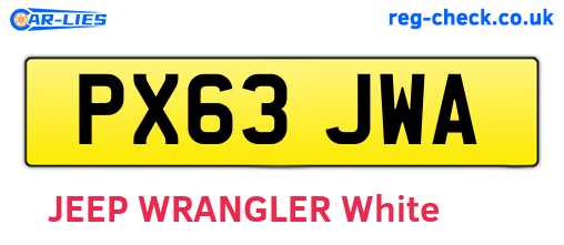 PX63JWA are the vehicle registration plates.