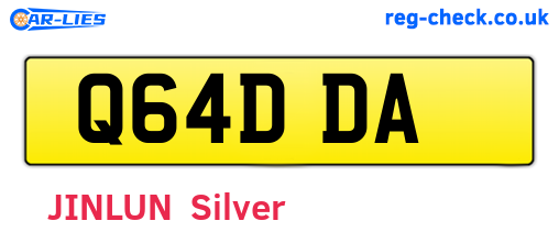 Q64DDA are the vehicle registration plates.