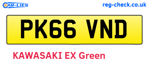 PK66VND are the vehicle registration plates.