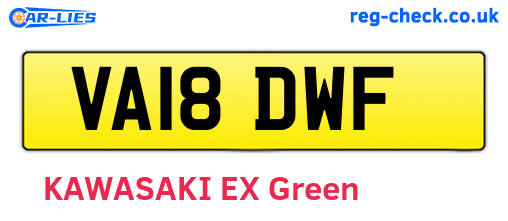 VA18DWF are the vehicle registration plates.
