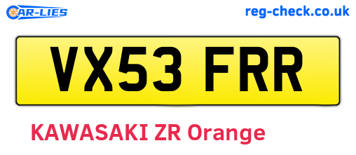 VX53FRR are the vehicle registration plates.