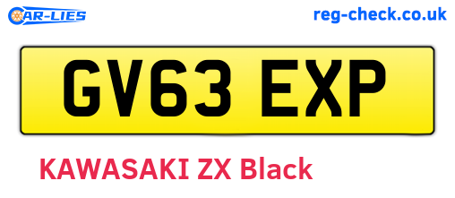GV63EXP are the vehicle registration plates.