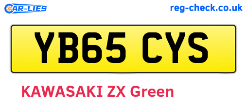 YB65CYS are the vehicle registration plates.