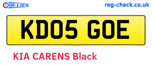 KD05GOE are the vehicle registration plates.