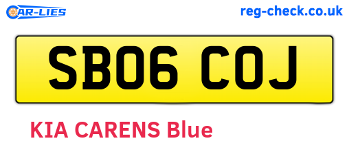 SB06COJ are the vehicle registration plates.